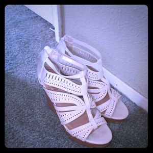 White summer wedges